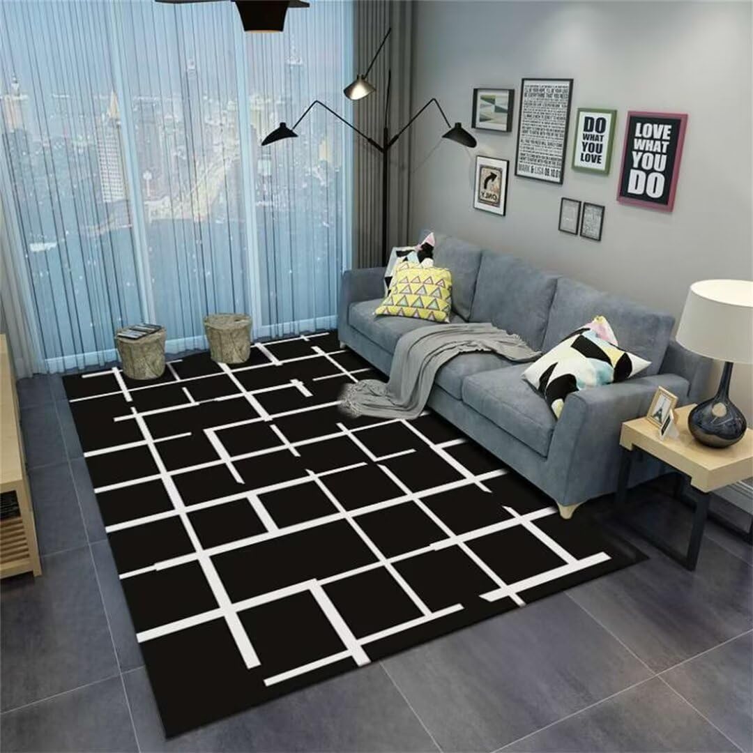 Tapis poil court enfant noir moquette exterieur salon design moderne