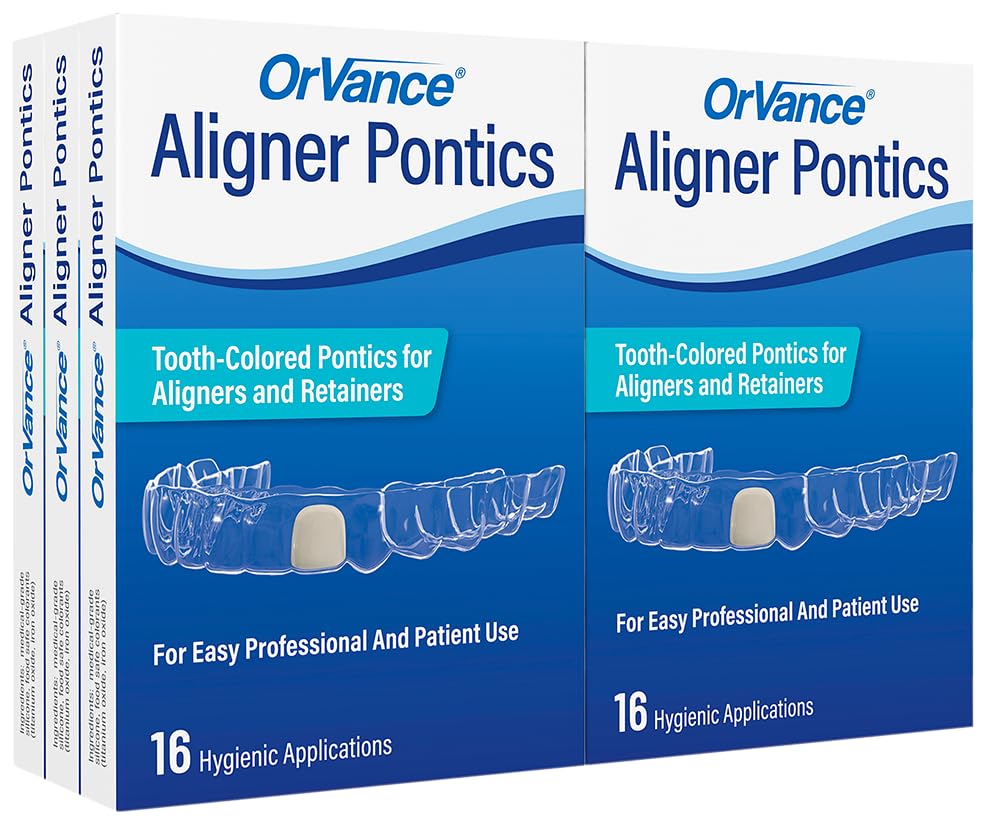 OrVance Aligner Pontics - Original (Medium) Shade (96 Count) | Temporary Tooth Replacement for Invisalign, Aligner Trays and Clear Retainers During Orthodontic Treatment