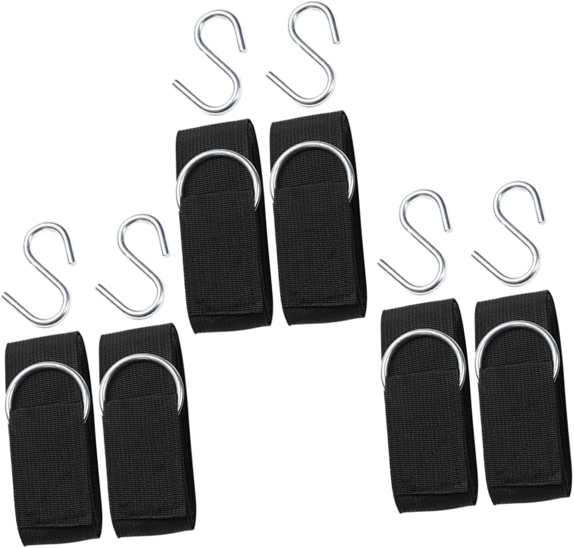 Beaupretty 6pcs Adjustable Nylon Hammock Tree Straps Outdoor Swing Hanging Ropes with Reinforced S-Hooks for Patio Backyard Camping
