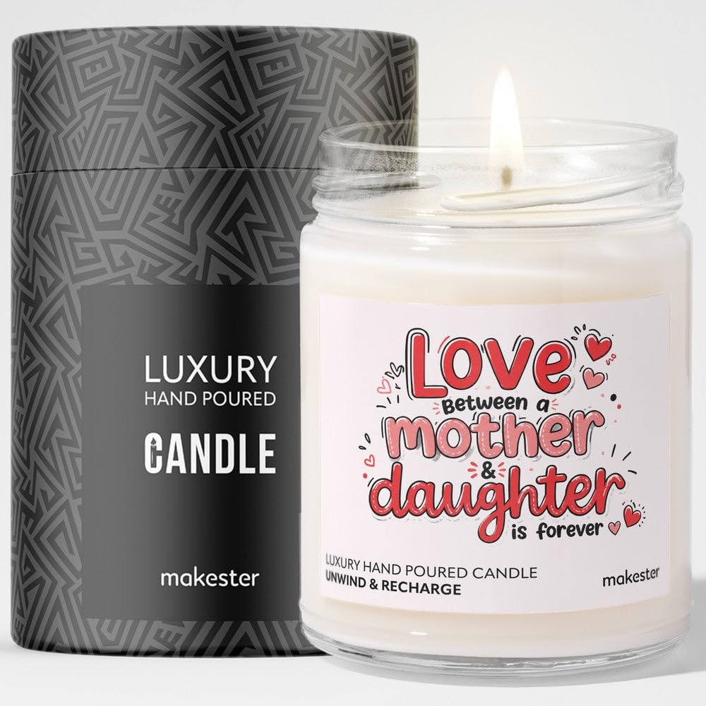 Mother to Daughter Gifts - Luxury Soy Wax Candle - Vanilla, Jasmine, Sugared Almond - Makester