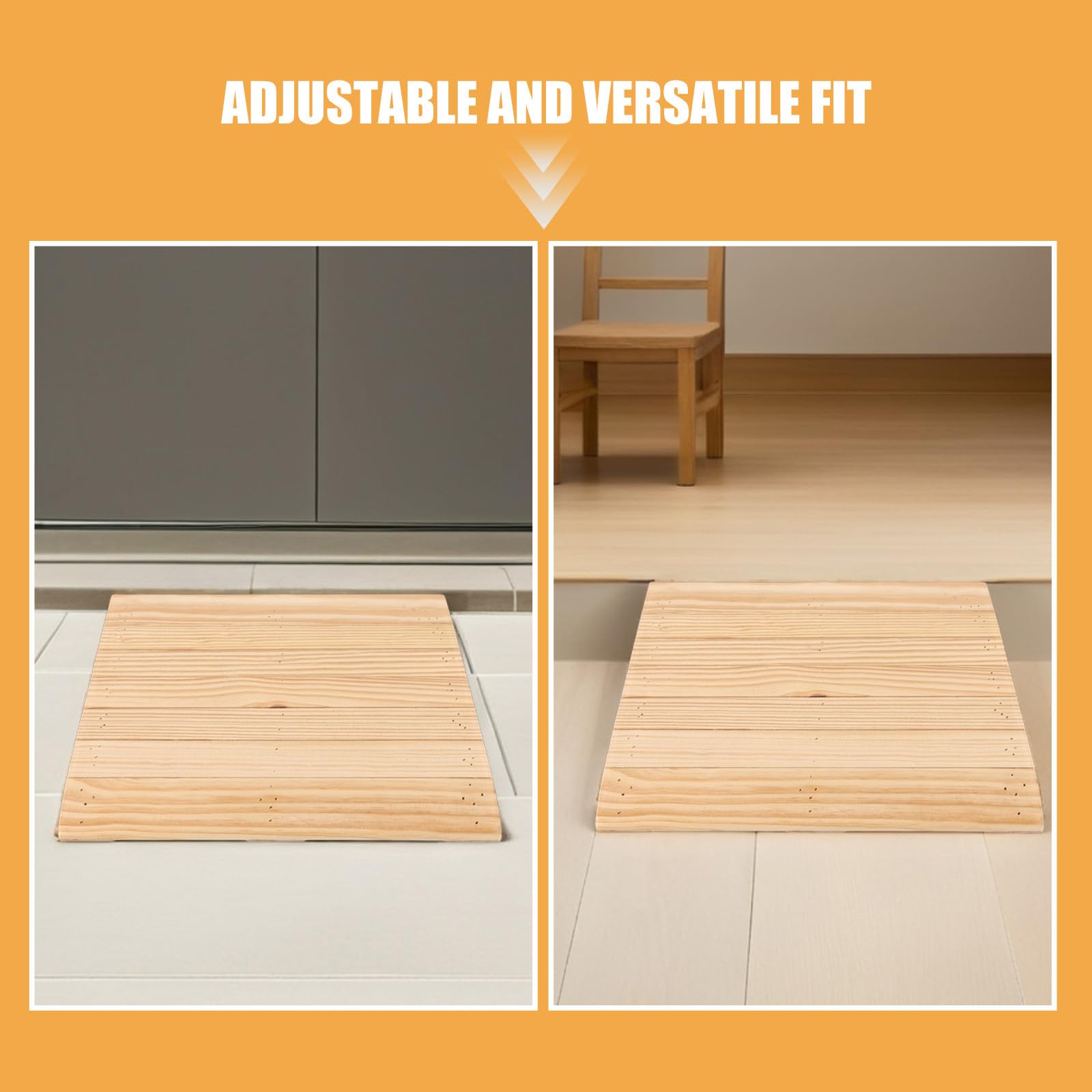 Luxshiny Rampa para Silla de Ruedas y Motocicleta de Madera Beige, Pendiente Ajustable para Coches y Scooters, Adecuado para Entradas Exteriores E Interiores