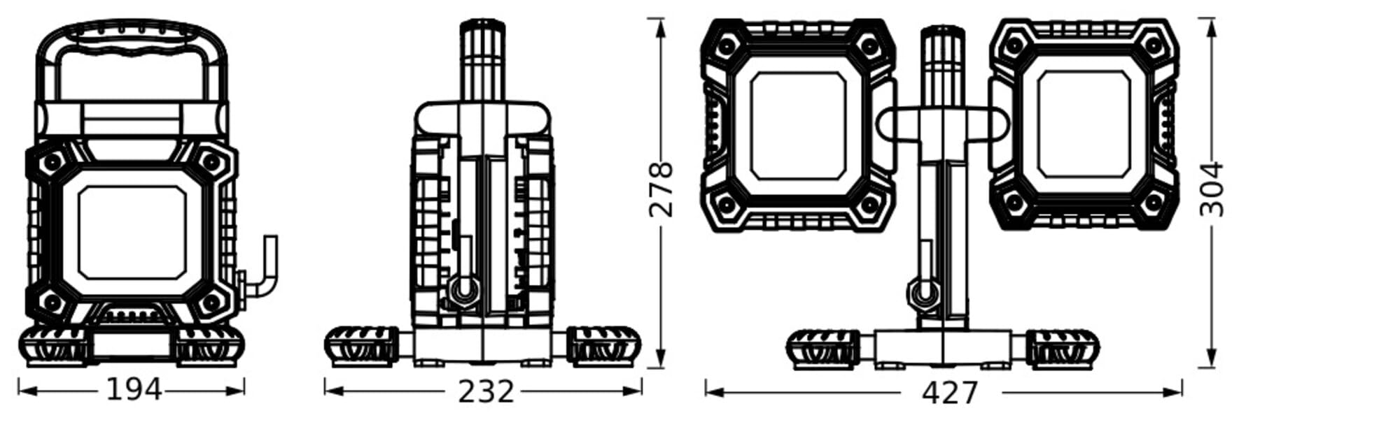 OSRAM Lampa robocza VAL FLEX LED, ciemnoszary/czarny, 2X30W, 6450lm, barwa światła zimna biała, z głowicami lamp, które można obracać o 270° w pionie i 180° w poziomie, z kablem, stopień ochrony IP54,