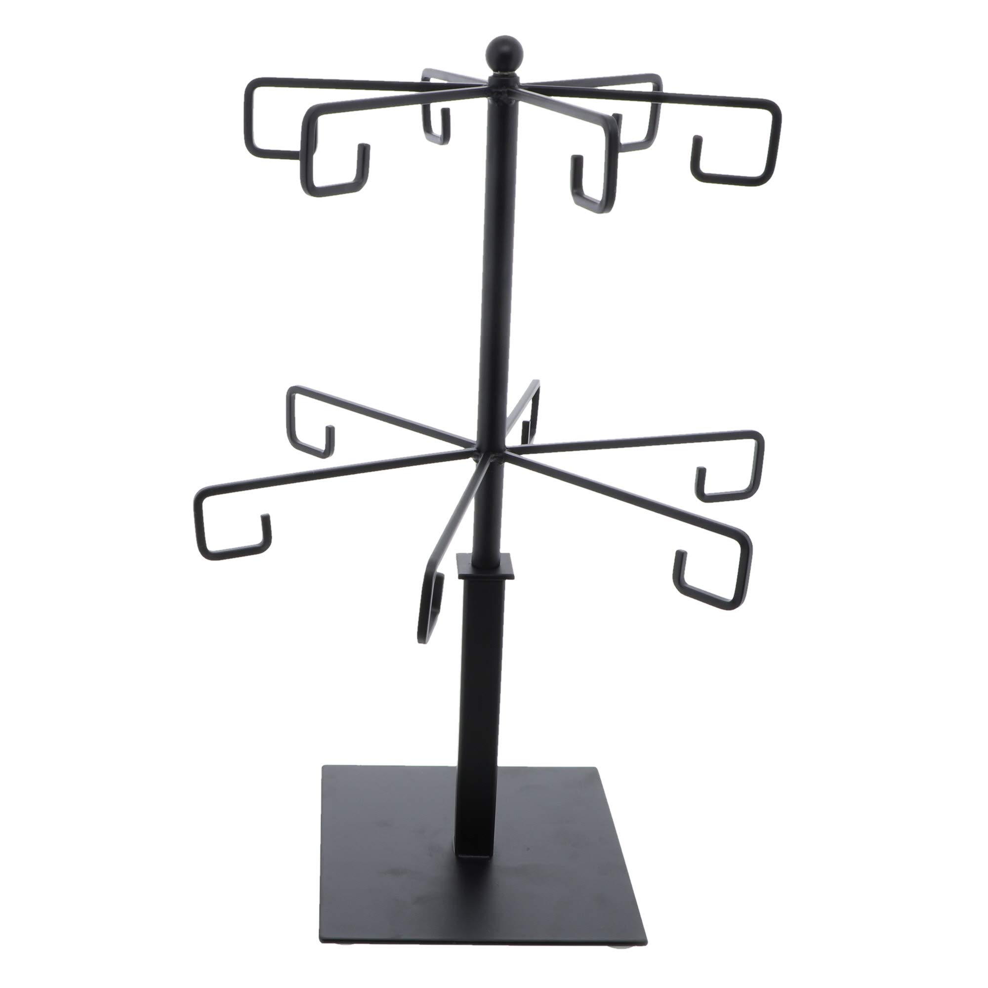 Rotating Jewelry Display Black Metal Two Tier Jewelry Stand