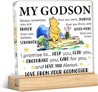 Godson Baptism Gift Motivational Baptismal Christening Gifts for Boys Godson Acrylic Desk Plaque Sign