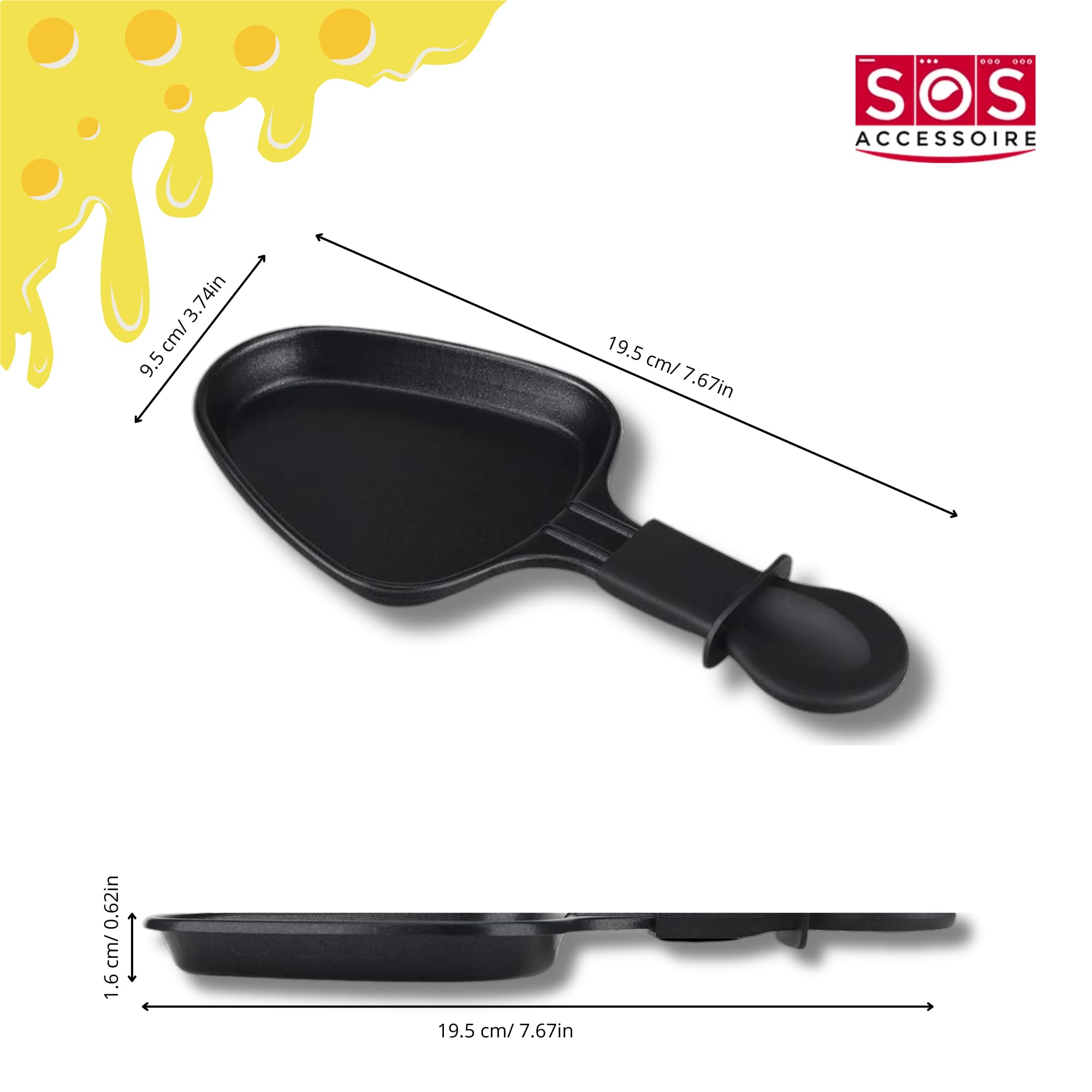Raclette-Pfännchen, antihaftbeschichtet, 1 bis 12 Stück, Mini-Schaber, dreieckig, kompatibel mit Tefal-Raclette-Gerät, ergonomisches Design und leicht zu reinigen, SOS ACCESSOIRE (8)
