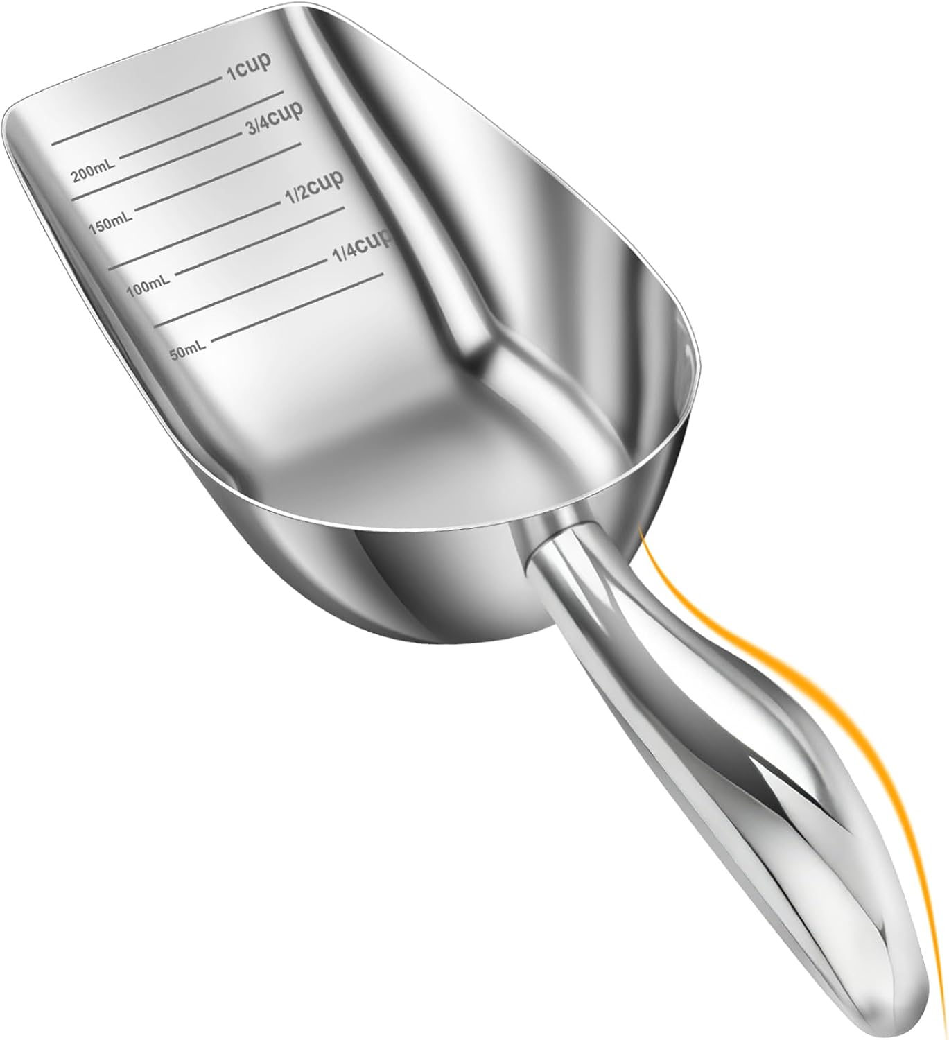 Cucharón medidor para comida de mascotas 1 taza acero miniatura 1