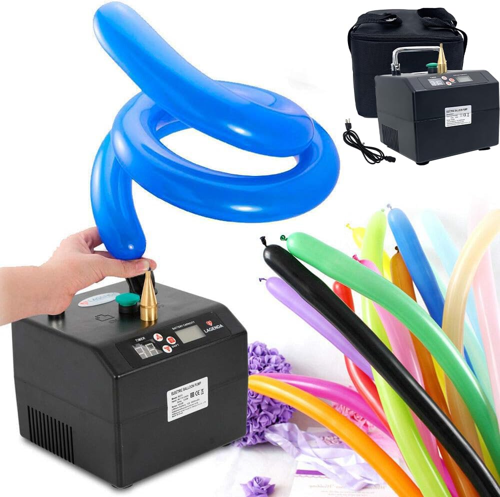 Bomba eléctrica para globos, inflador silencioso portátil con temporizador digital y contador para girar globos