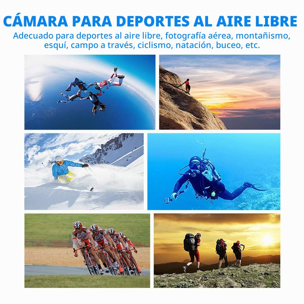 Topiky Cámara de acción 4K WiFi Impermeable 30m Deportes al Aire Libre Video DV Cámara 1080P Full HD LCD Mini videocámara con 900mAh Baterías Recargables y Accesorios de Montaje Kits(Negro)