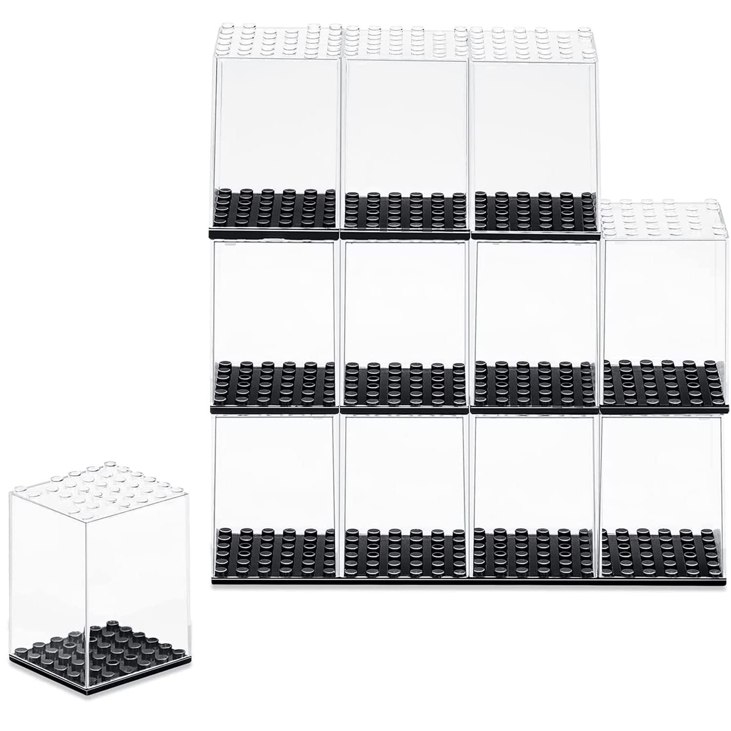 Excefore Minifigure Display Case 12Pack Display case for Toys Collectibles Transparent Acrylic Box Dustproof Protection Showcase Stackable Action Figure Display Case for Building Block Figurines
