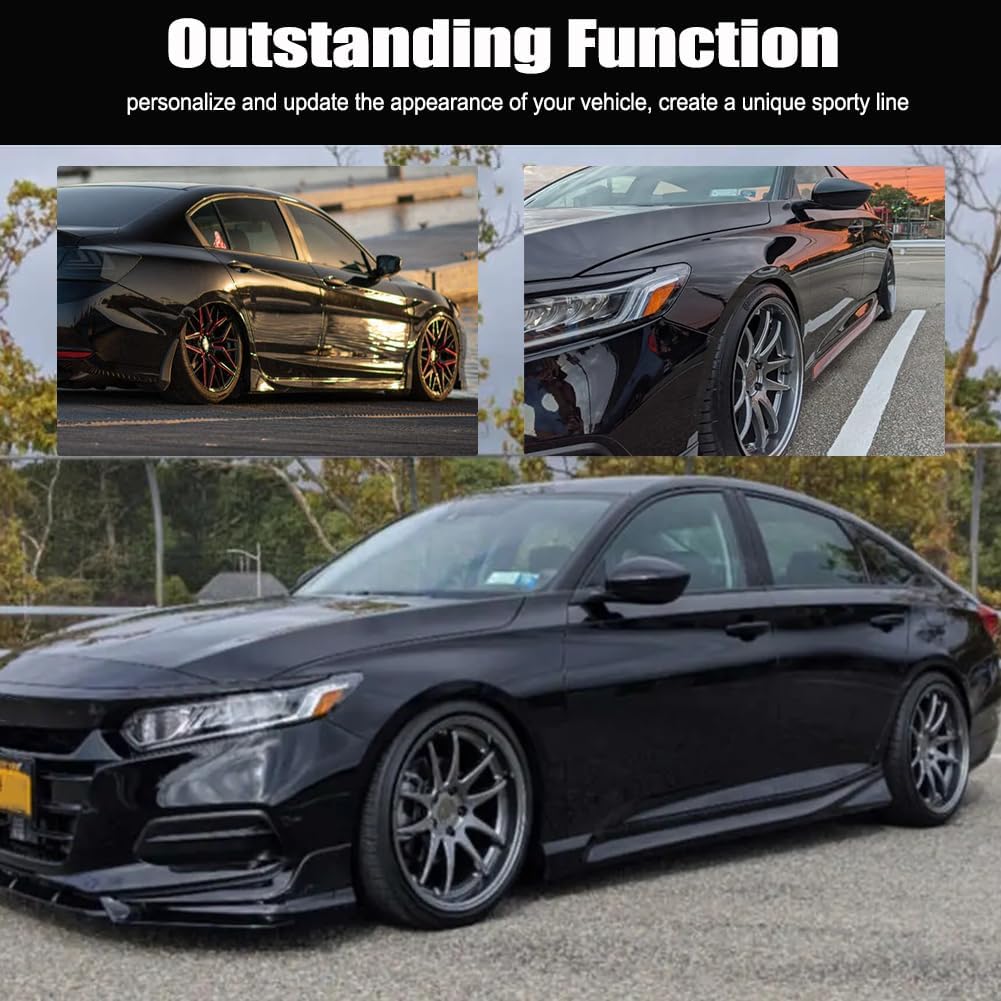 Side Skirts Compatible with 2018-2022 Honda Accord 4 Door 4pcs Side Skirts Extension Add-on Rocker Panels Guard PP Polypropylene Gloss Black