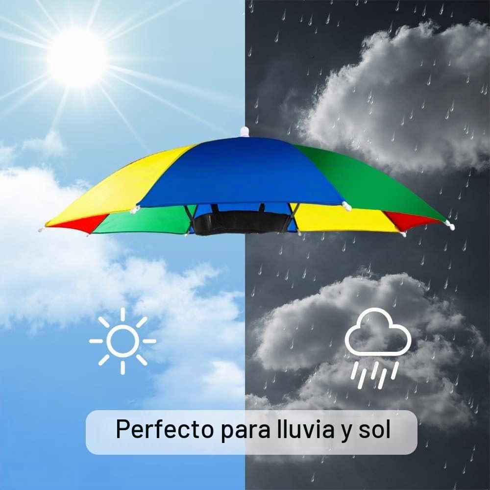 5 Piezas Sombreros de Paraguas, Gorro Paraguas de Cabeza Proteger a la Lluvia y el Sol, Sombrero Paraguas Plegable Resistente al Agua y protección UV para Acampar, Pescar, Jugar al Golf