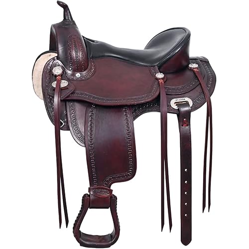 HILASON Western Horse Saddle American Leather Flex Tree Trail & Pleasure Chocolate Brown | American Saddle Horse | Leather Saddle | Western Saddle | Saddle for Horses | Horse Saddle Western