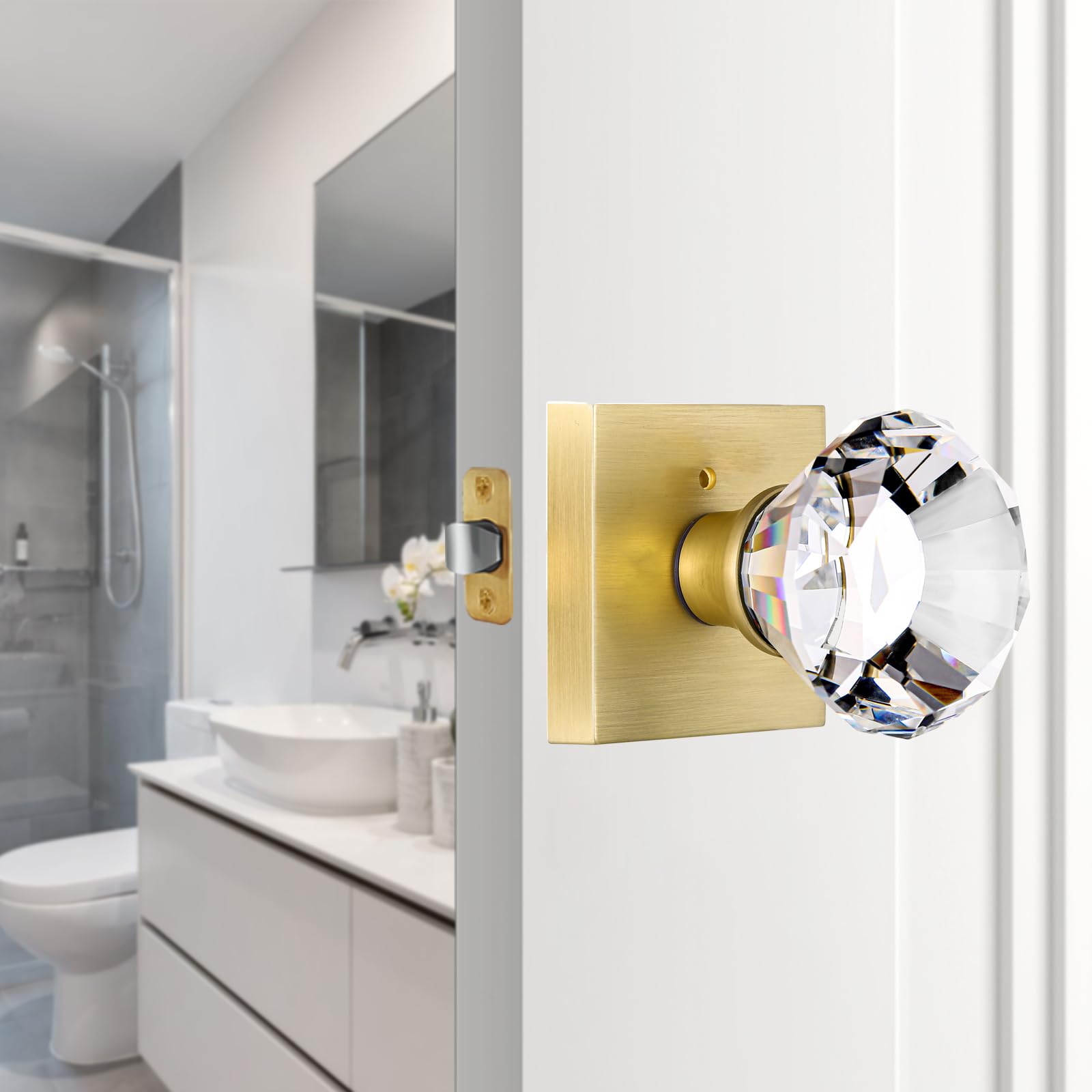 Gold Glass Door Knobs - Privacy & Style -7 Gold Glass Door Knobs - Privacy & Style -7