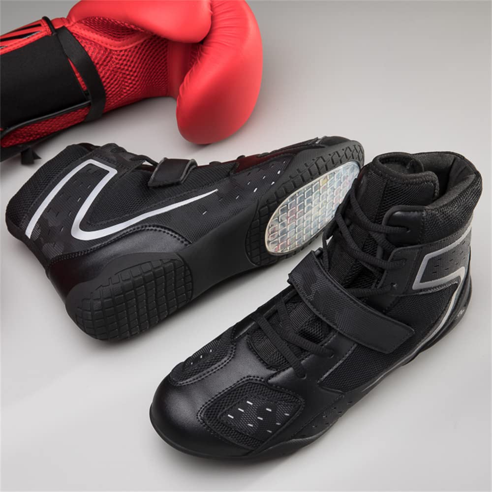 Zapatos de Boxeo para Hombres Zapatos de Lucha Profesional Zapatos de Entrenamiento Integral para Mujeres Botas de Boxeo para Fitness Negro EU 42