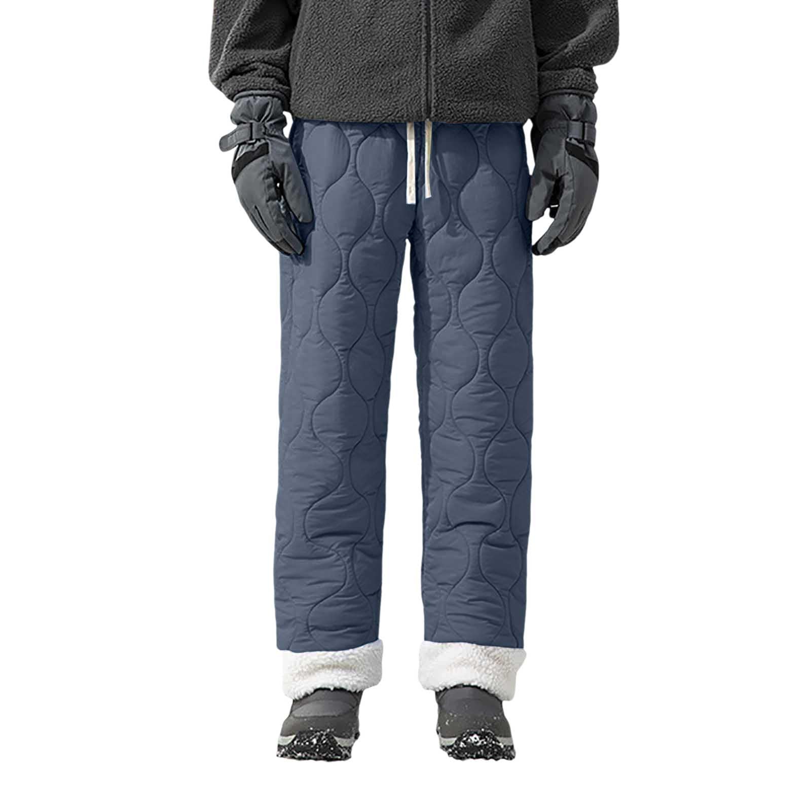 Generisch Pantaloni invernali da uomo, con calda imbottitura, pantaloni termici, con coulisse, antivento, ultraleggeri, in vita elasticizzata, per attività all'aria aperta, con tasche