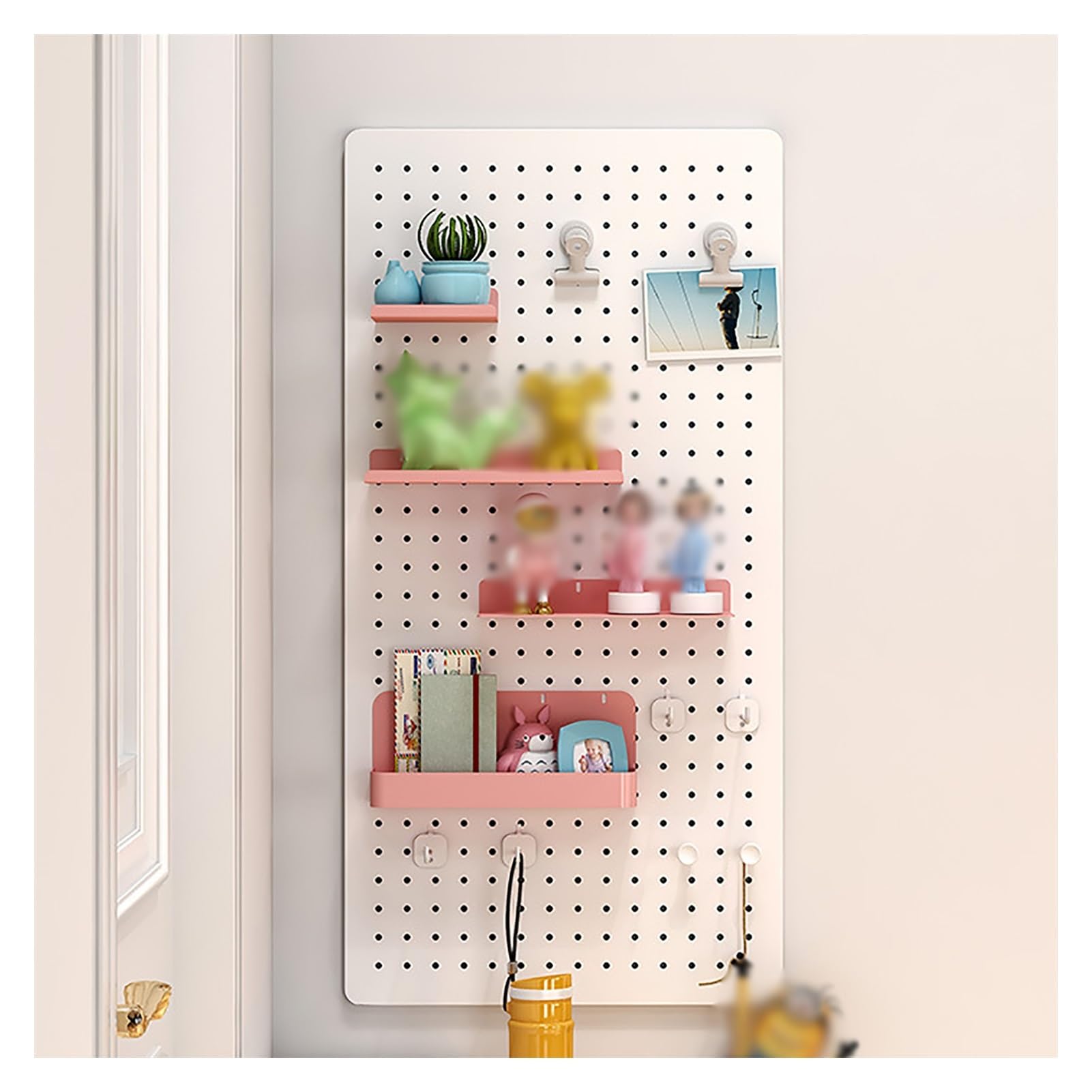 Metall-Pegboard-Wand-Organizer, Pegboard-Wandpaneele, Pegboard-Kombinationsset, Wandhalterungs-Organizer-Rack für Büro, Gaming, Zuhause (Farbe: Weiß2)