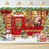 Fotohintergrund für Weihnachten, 2,4 x 1,8 m, Weihnachtsmann-Spielzeugladen, Banner, Weihnachtsgeschäft, Fotografie-Hintergrund, Weihnachten, Urlaub, Party, Dekoration, Zubehör, Foto-Requisiten