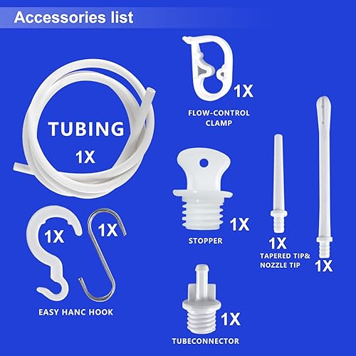 Miniatura 8 de Kit de bolsa de enema casero de 2 cuartos de galón con puntas de manguera y abrazadera de flujo de agua, bolsa de enema de limpieza de colon (rojo)