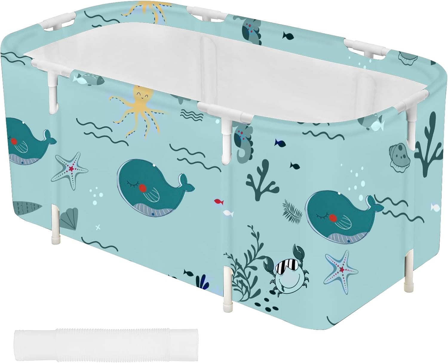 STARBRILLIANT Portable Foldable Bathtub,Soaking Standing Bath Tub for Shower Stall, Easy to Assemble Collapsible Bathtub, Suitable for Travel, Camping and Outdoor Activities Sea A 45inch