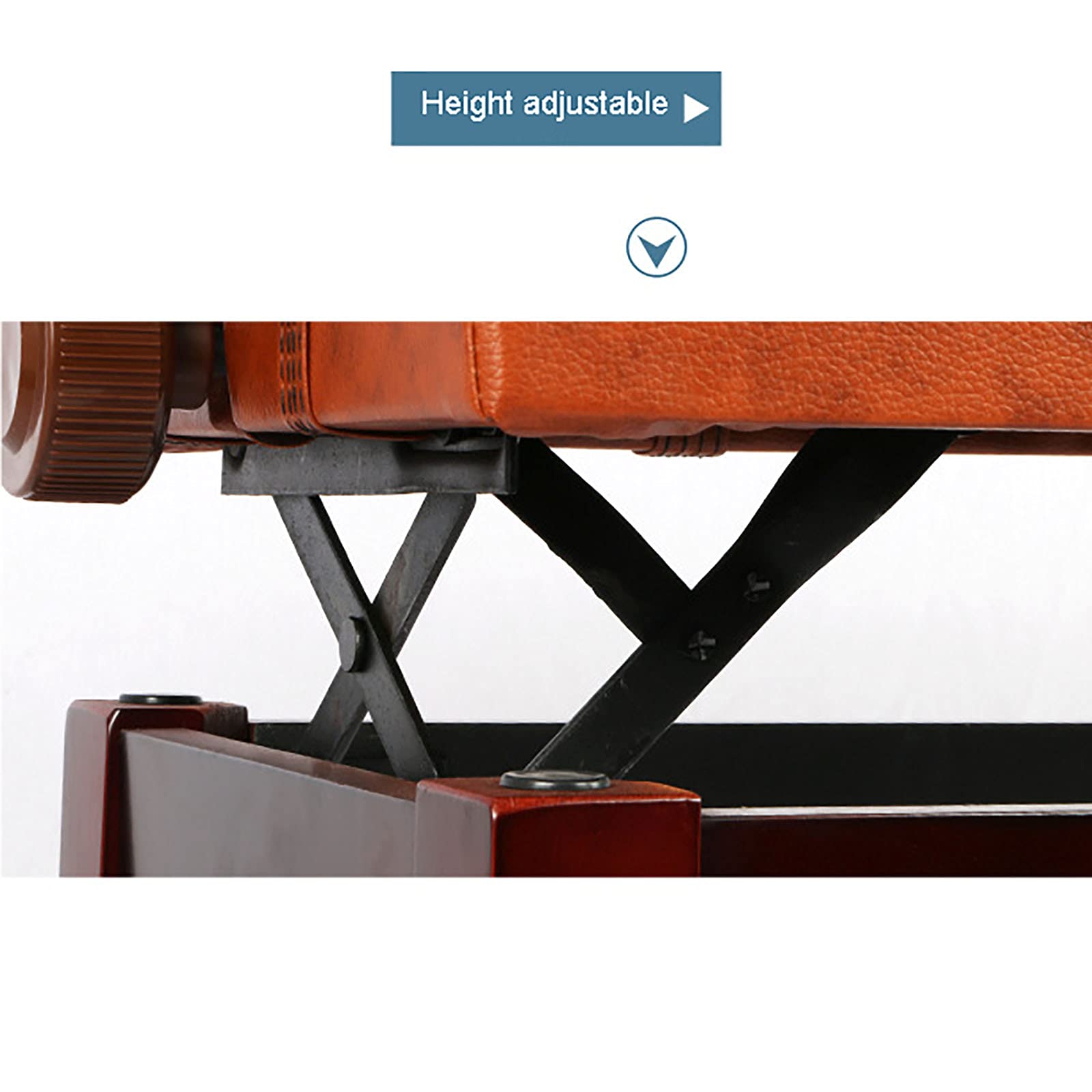 Banc de Piano en Cuir Banc de Piano réglable Banc de Clavier Cadre en Bois Massif en Cuir PU Hauteur : 46-56 cm Interesting Life