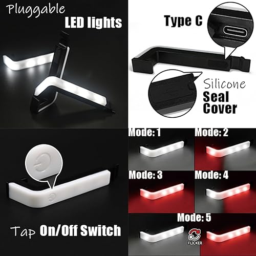 Miniatura 2 de Pedales de bicicleta con luces LED, 5 modos, toque de encendidoapagado, recargable por USB, impermeable, pedales planos de aluminio CNC para