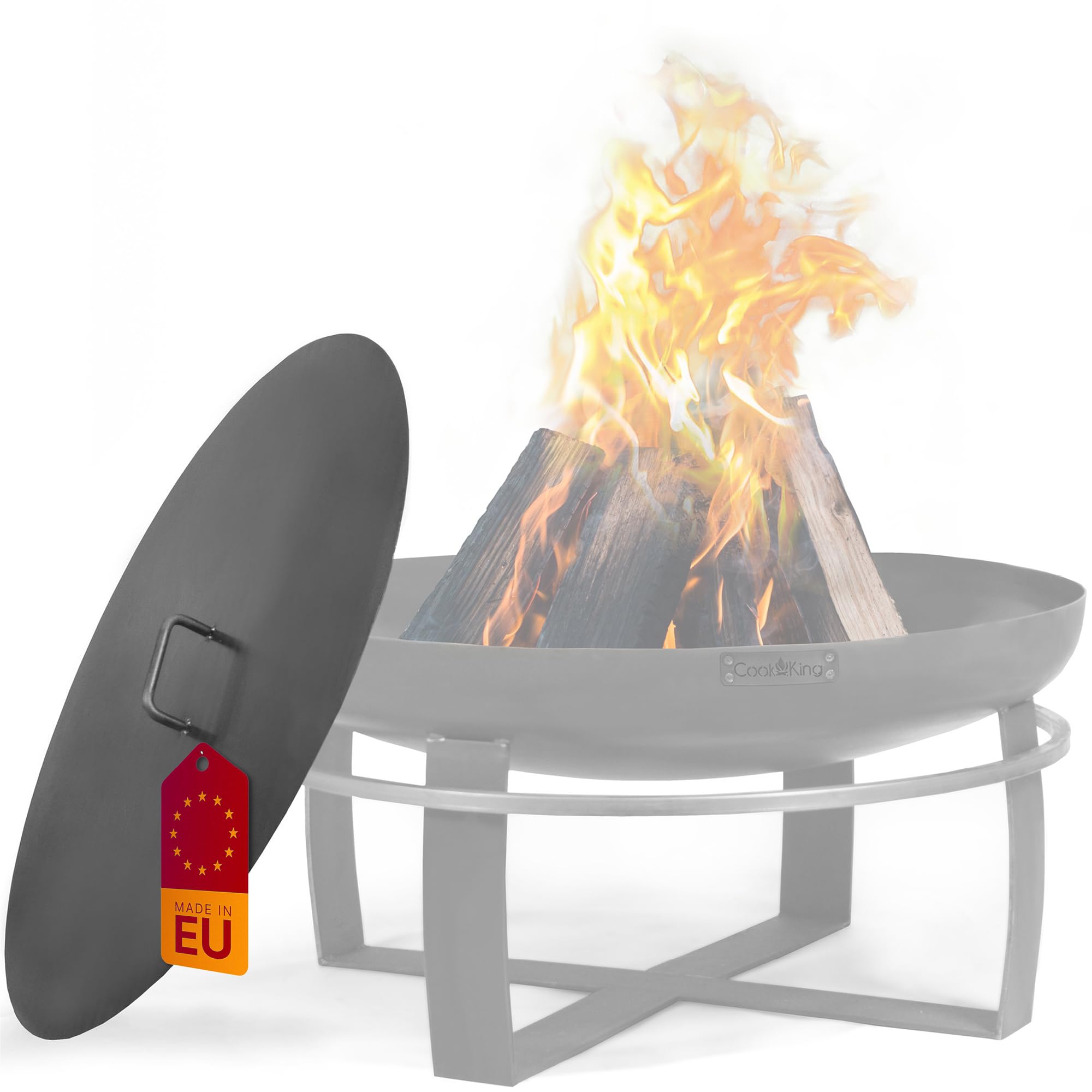 CookKing Stahl Deckel Ø 61 cm | Zubehör für Feuerschalen | Passgenaue Abdeckung für Ø 60 cm Feuerschalen | Schutz vor Ascheflug & unkontrolliertem Feuer | Hochwertiger Rohstahl | Handmade in Europe |