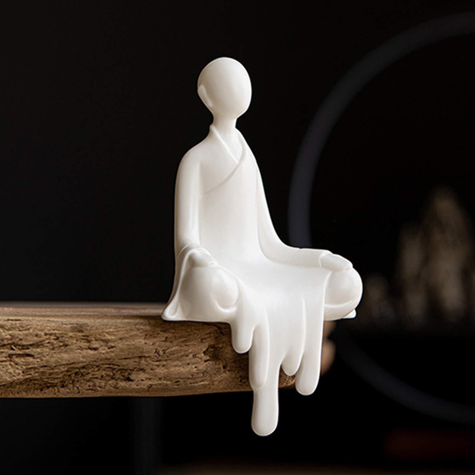 Set di Statuette di Statue di monaci in Ceramica Bianca Buddha Senza Fase Sculture Fatte a Mano per Soggiorno, Decorazioni per la casa, Regalo Creativo, Set
