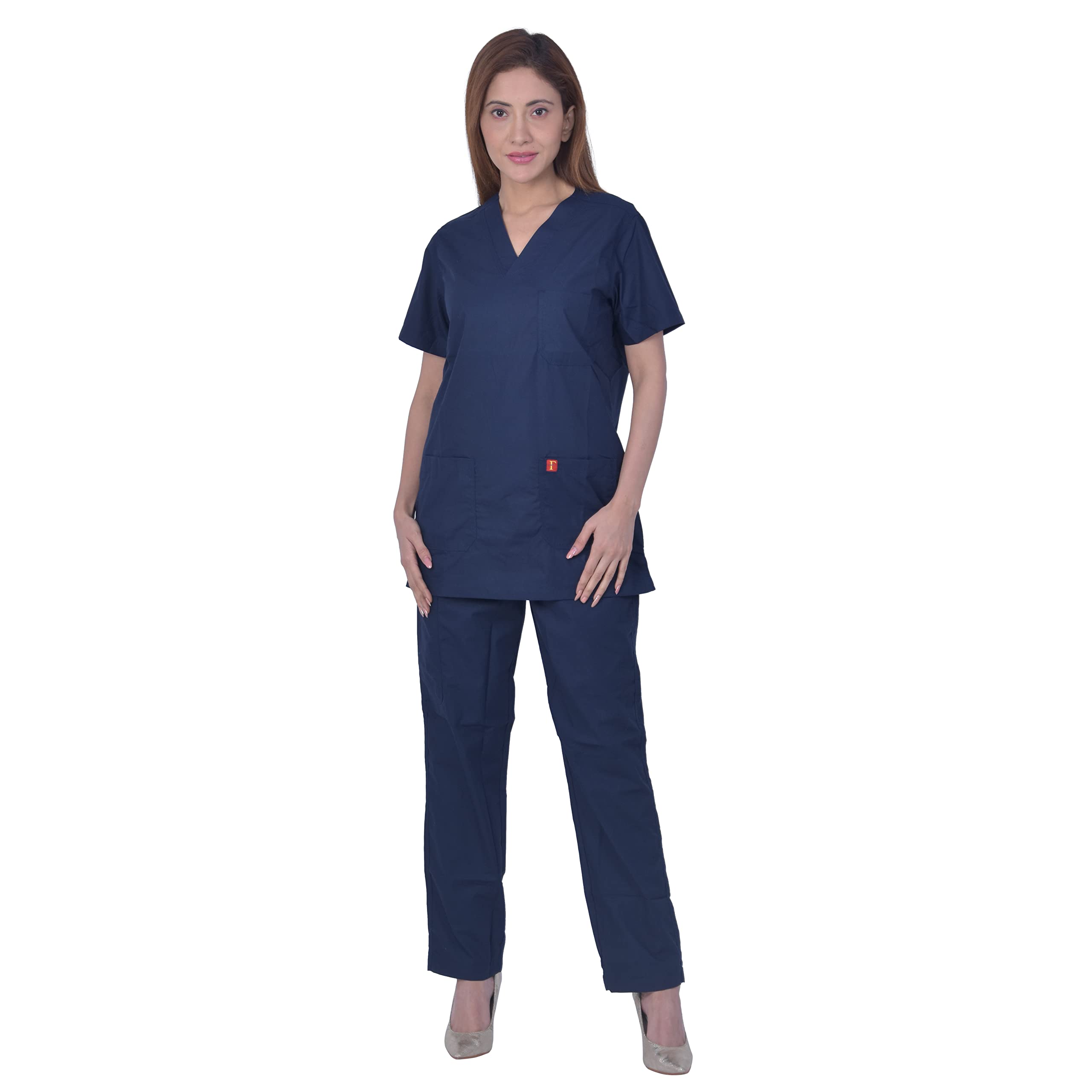 FRENCH TERRAIN® UNISEX V-NECK POLYESTER COTTON MEDICAL SCRUB SUIT FOR DOCTORS (TOP AND BOTTOM) TRIPLE NEEDLE STITCH TOP WITH CHEST POCKET, DARK NAVY BLUE, 38–M. (B0992PTBMB) Amazon Price History, Amazon Price Tracker