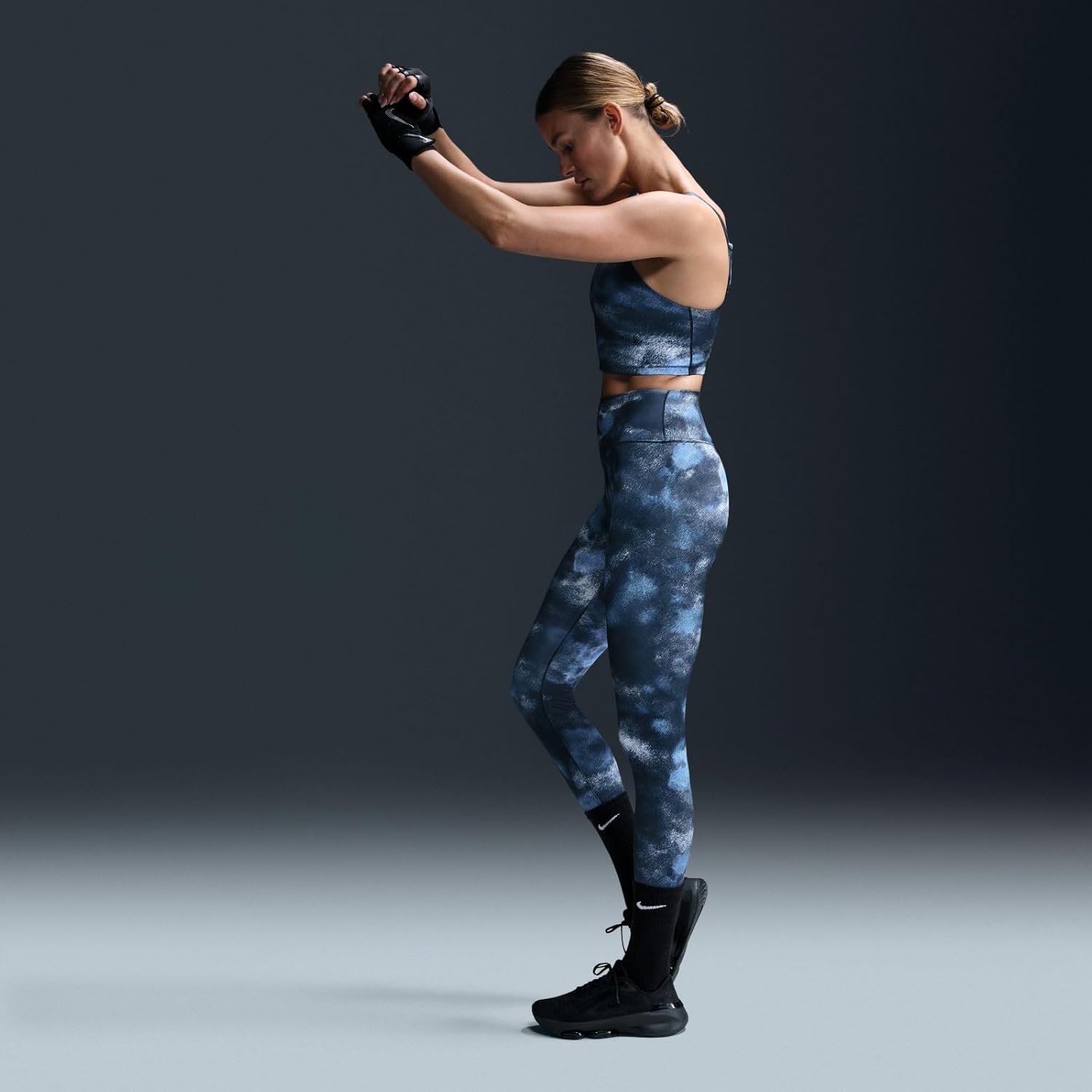 Nike One Women's High-Waisted 7/8 Printed Leggings (FZ7275-478, Armory Navy/Black) Size Medium - Image 6