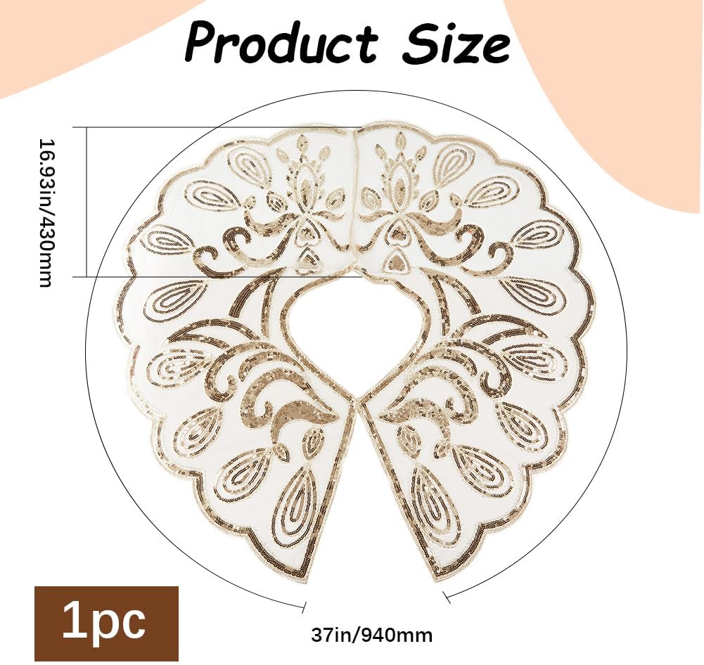 Gold Sequin Shawl Wrap 1920s Womens Polyester Flapper Cover Up Sequins Beaded Sheer Silky Chiffon Evening Cape Shawls and Wraps for Women Evening Dresses Party Wedding Formal Accessories - Image 2