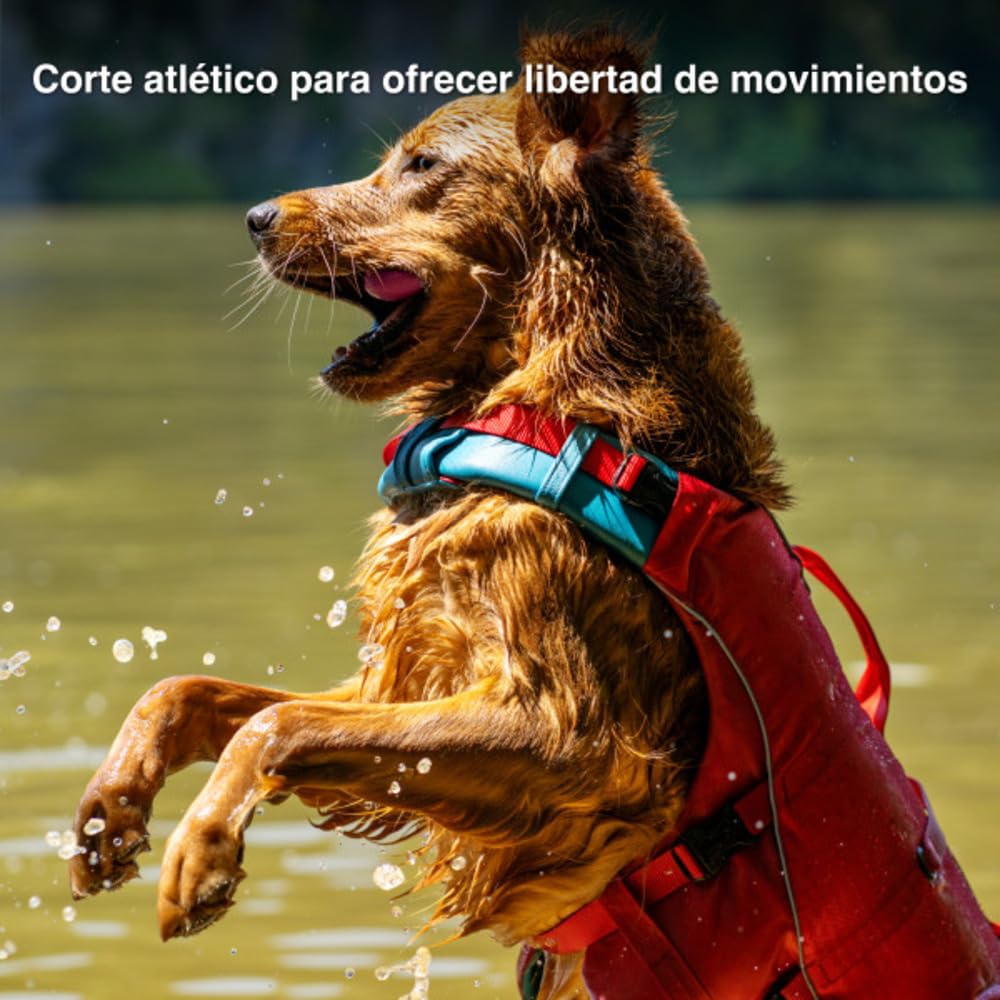 Kurgo Surf N Turf - Chaleco Salvavidas para Perros - Soporte para Actividades Acuáticas con Forro de Neopreno y Detalles Reflectantes - Rojo y Azul - Talla M