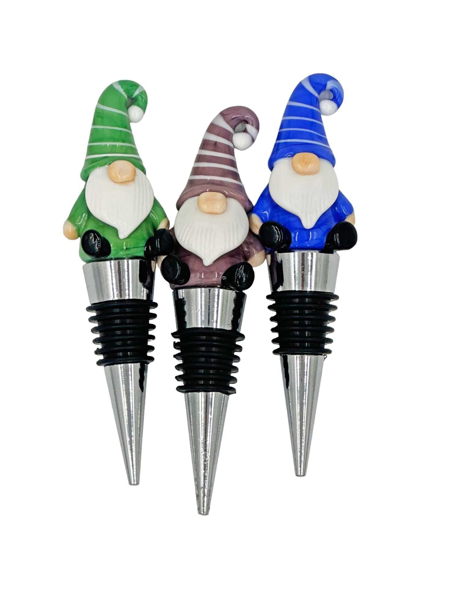 Juego de 3 tapones para botellas de vino de gnomo – Tapón universal reutilizable para botella de silicona, hecho a mano, regalos únicos, vacaciones, bar, boda, tres colores