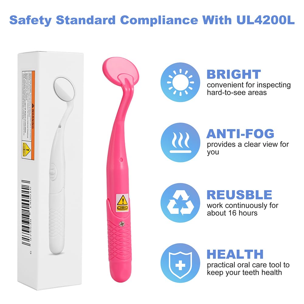 Espejo dental multicolor con luz de inspección de dientes, espejo LED antivaho, MM380, herramienta de cuidado bucal para dentistas (azul cielo)