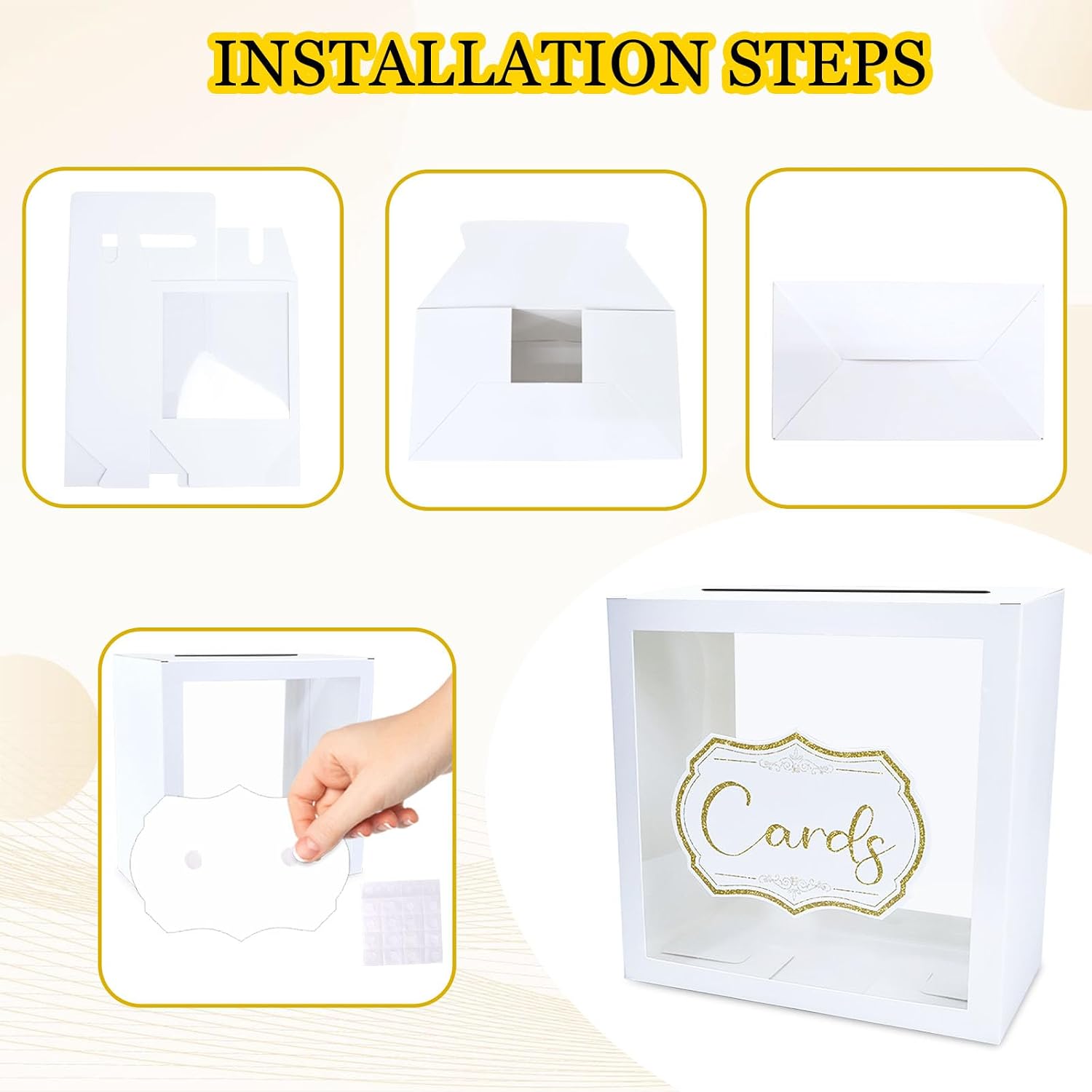 White Card Box for Party Clear Gift Card Box Holder with Cards for Wedding Reception Bridal Shower Baby Shower Birthday Graduation Party Envelope Box