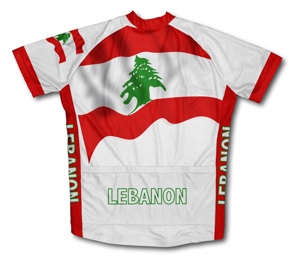 ScudoPro Lebanon Flag Short Sleeve Cycling Jersey for Men - Size 4XL