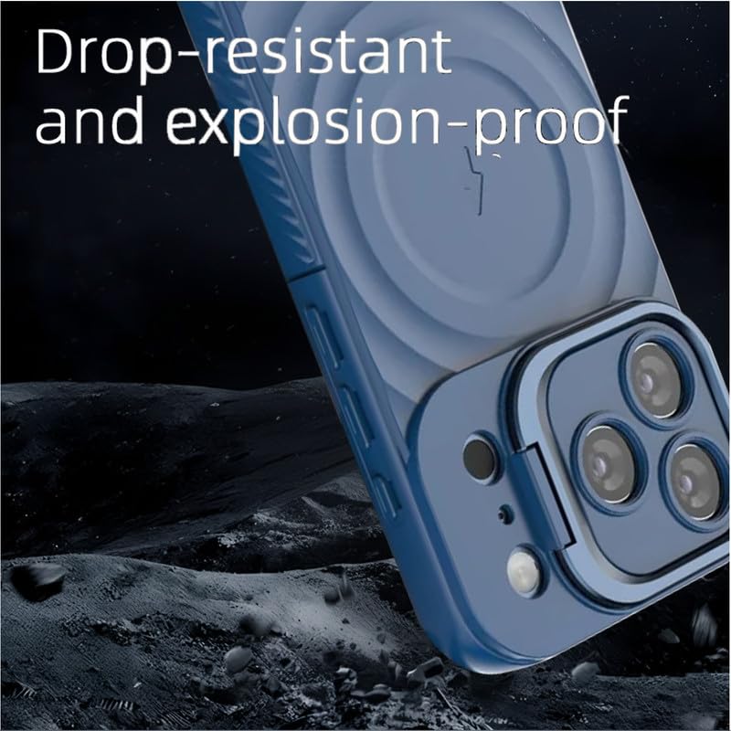 Image of LuxuryKase Shockproof Case for iPhone 17 Pro Max | Ripple Pattern | Camera Protection | Inner Velvet Fabric Lining | Protective Cover with Enhanced Grip & Wireless Charging Support - Blue