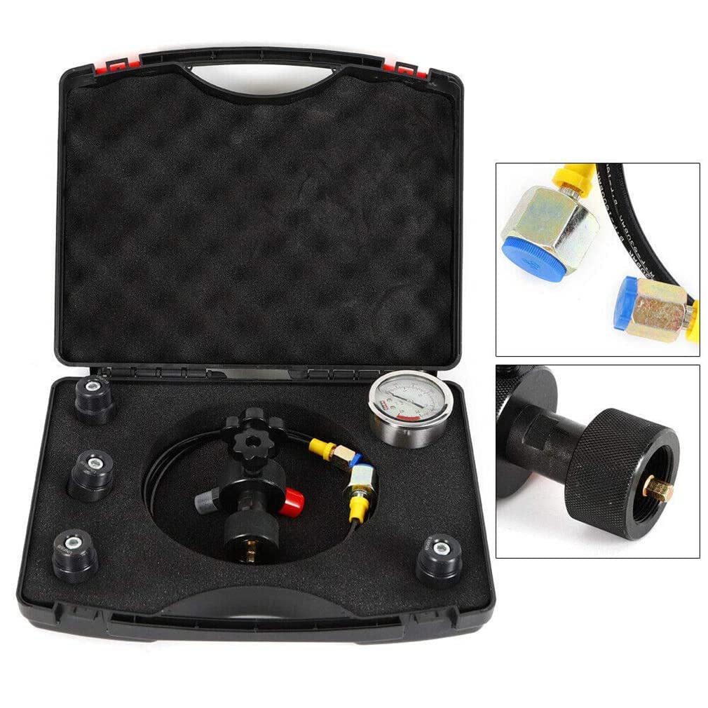Kit Completo de Carga y Prueba de Nitrógeno para Acumuladores Hidráulicos, 3500 PSI / 250 Bar, Profesional con 4 Adaptadores Incluidos