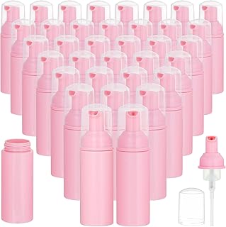 35 Pack Plastic Foam Bottles Travel Soap Dispenser Bottles with Pump Mini Liquid Foaming Soap Bottles for Refillable Hand Sanitizer Lash Cleanser Shampoo Castile Pink(60ml)