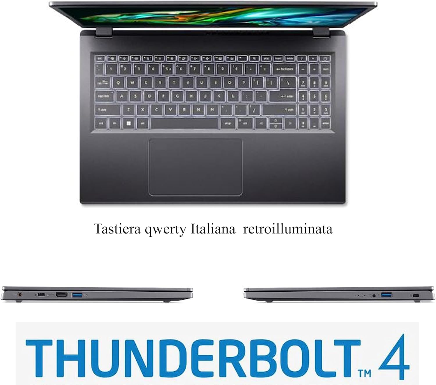 Acer, Pc portatile notebook, Core i5 13Th 10 Core, fino a 4,6 Ghz, Ram 32 Gb DDR5, SSD PCI 1 Tb, Display 15,6" FHD, Win 11 Pro, Tastiera retroilluminata, Preconfigurato, garanzia Italia