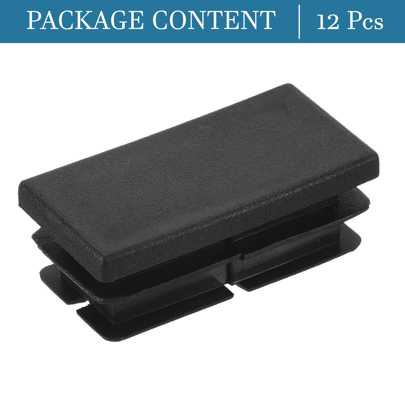 QUARKZMAN 20 x 40 mm prostokątna wkładka rurowa x 12 szt. plastikowych zaślepek do mebli zamiennych [czarne]