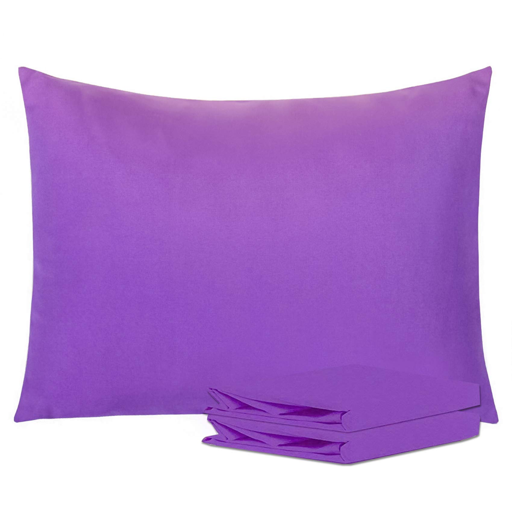 NTBAY Standard Pillowcase Set - 2 Pack Brushed Microfiber 20x26 Pillowcases - Soft, Wrinkle-Free, Fade-Resistant, Stain-Resistant, Purple Pillowcases with Envelope Closure - 20x26 Inches, Purple