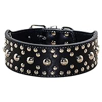haoyueer Collare unisex per cani in pelle con borchie, collana per cani di taglia media e grande