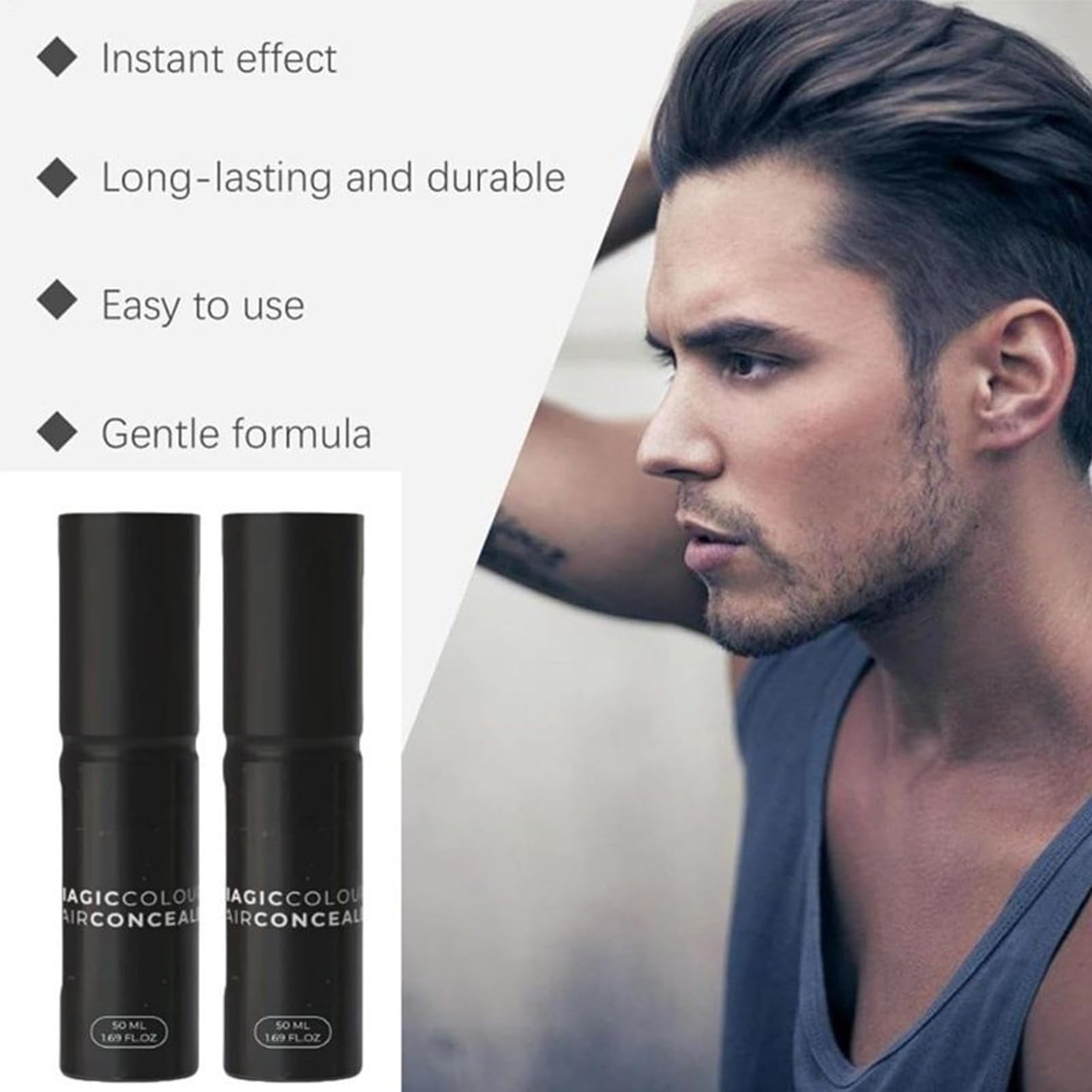 Densifiante pour cheveux fins - Crème densifiante pour couvrir les racines - Fibres naturelles pour un aspect volumeux immédiat