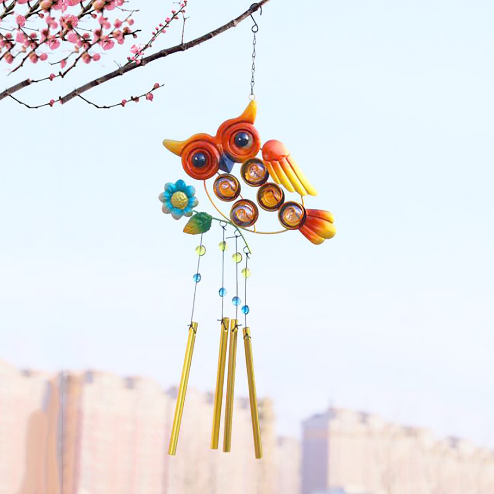 Campanas de búho para terrazas y decoración de calabaza de otoño en jardín