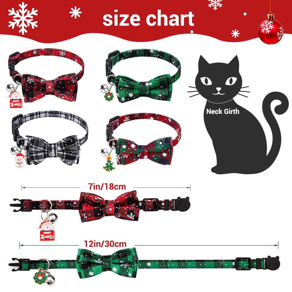 Vellibring 4 collares de Navidad para gatos