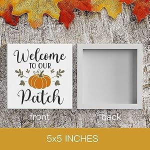 Htbig fall wooden box sign desk decor 51 x 51 inch pumpkin autumn wood sign for tiered tray decor for home living room harvest day thanksgiving tabletop decor welcome to our pumpkin patch  urban country home decor