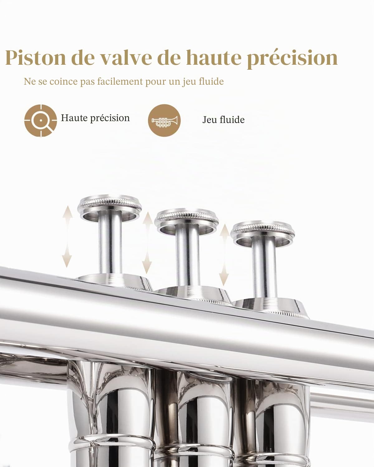 Coffret trompette Eastar en si bémol pour débutants, instrument de musique en cuivre pour étudiants, étui rigide, kit de nettoyage, embouchure 7C et gants, ETR-380N, argent