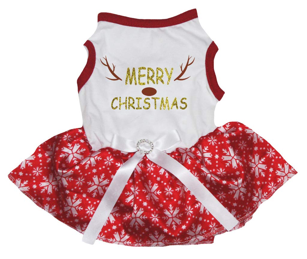 Chemise en coton pour chien Merry Christmas rouge et blanc taille L