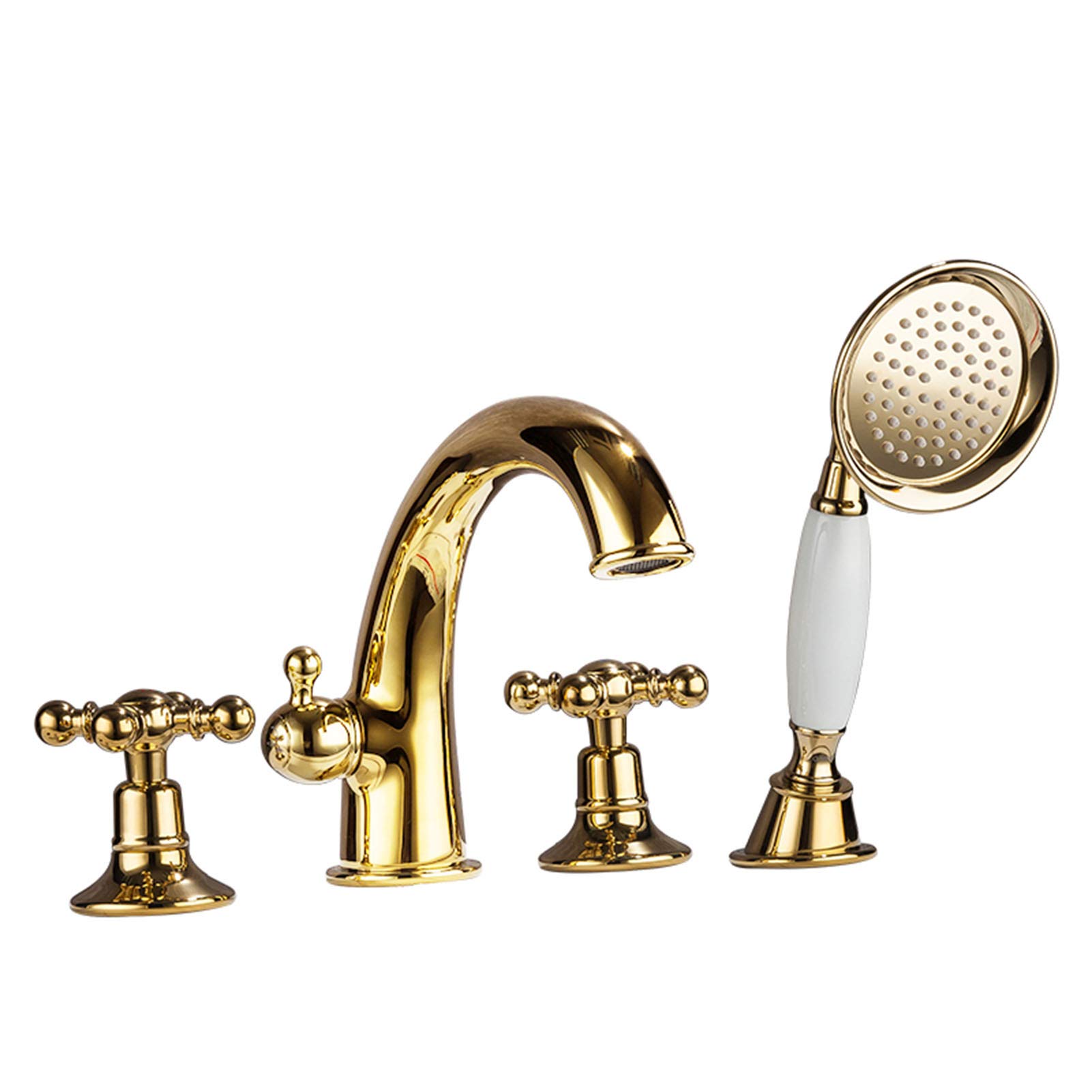 CWCQGH Bath Mixer with Hand Shower, Single Handle Deck Mounted Bath Filler Faucet, Brass Bathtub, Shower Mixer, Shower Faucet Set Gold