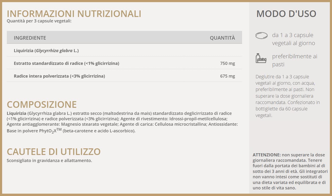 Solgar FITOLIQUIRIZIA DEGLICIRRIZZATA, 60 capsule vegetali – Glycyrrhiza glabra – funzione digestiva